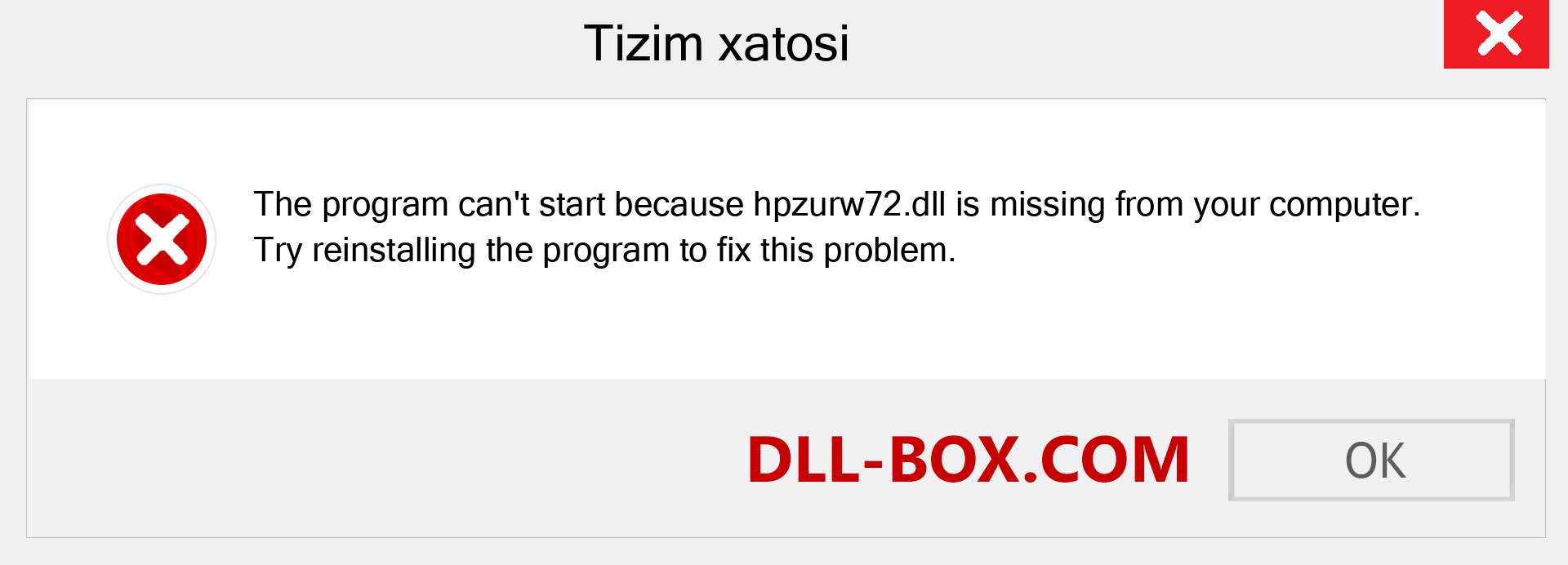 hpzurw72.dll fayli yo'qolganmi?. Windows 7, 8, 10 uchun yuklab olish - Windowsda hpzurw72 dll etishmayotgan xatoni tuzating, rasmlar, rasmlar